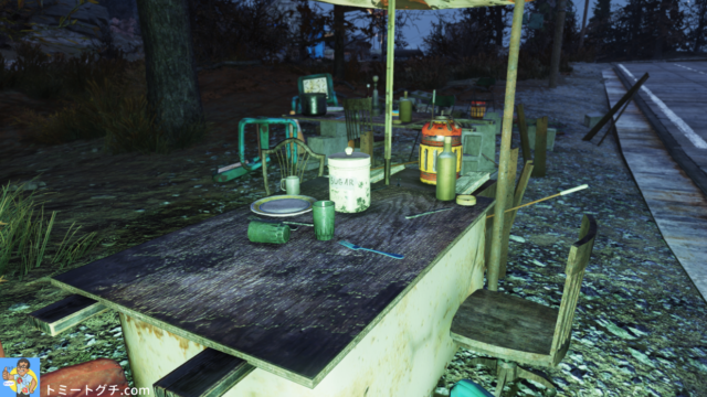 Fallout76 Wastelanders カットスローツのキャンプ南
